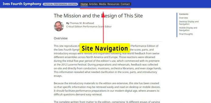 (opens new window/tab) Image: Location of Site Navigation on desktop/laptop display